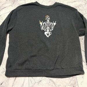 Gray Skeleton Graphic women’s crewneck